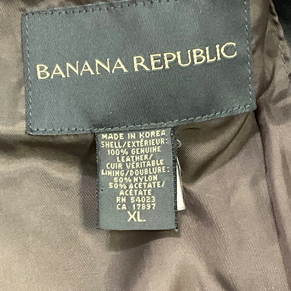 vintage Banana‎ republic men's leather jacket trench coat black Korea retro Y2K